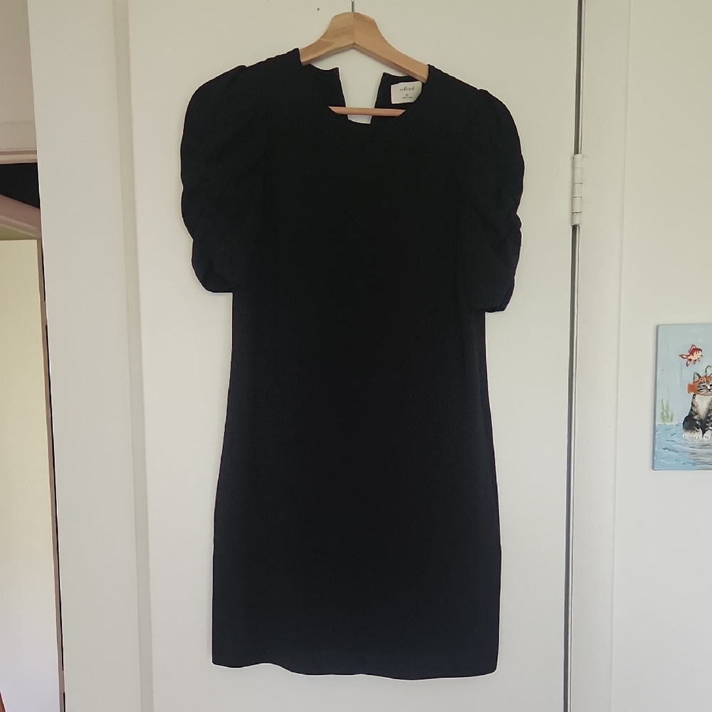 Wilfred Black Puff Sleeve Sheath Mini Dress